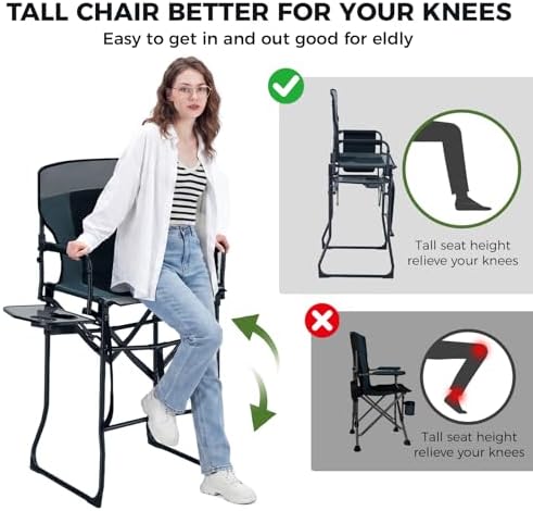 EVER ADVANCED Portable 30.7" Seat Height Tall Camping Directors Chair