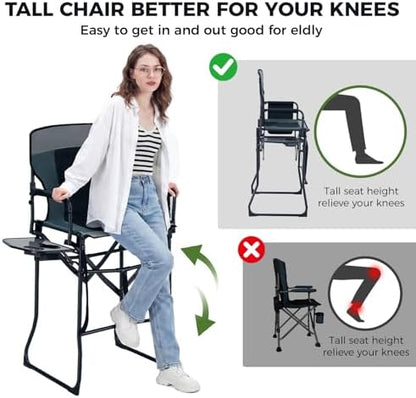 EVER ADVANCED Portable 30.7" Seat Height Tall Camping Directors Chair
