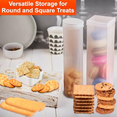 Home-X Set of 2 - Saltine Cracker Sleeve Storage Container / Cookie Stay Fresh Keeper, 1 Round and 1 Square