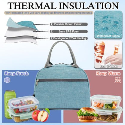 FlowFly Insulated Lunch Cooler Bag - Tote Bag Organizer for Women/Men, Sea Blue
