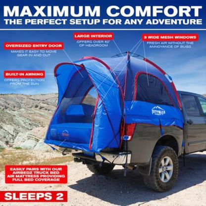 Pittman - Truck Bed Tent with EZ-UP Design - Pickup Truck Tent for Camping - Includes Rain Fly, Extra Wide Entry, Oversize Air Mesh & Porch Cover - Premium Pickup Bed Camper