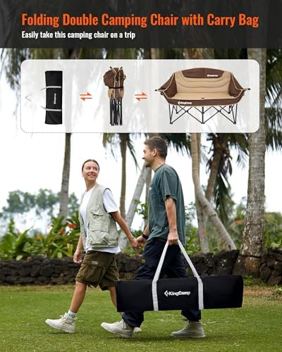 KingCamp Double Camping Chair, Oversized 880lbs Heavy Duty Loveseat XL