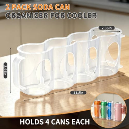 Portable Soda Can Organizer for Cooler, 2 Pack Cooler Can Organizer, 4 Slot