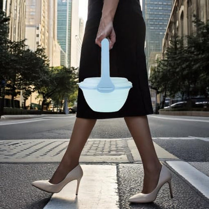 kūpaa Bowl & Carrier Duet – Microwave Safe Silicone Lunch Box For Adults– Collapsible, Leakproof, Food-Grade, Reusable To-Go Container (Glacier)