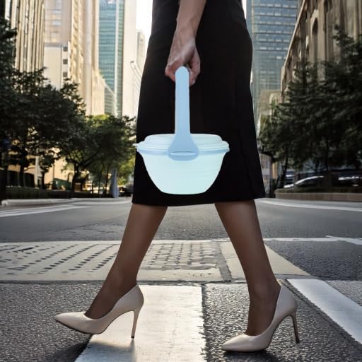 kūpaa Bowl & Carrier Duet – Microwave Safe Silicone Lunch Box For Adults– Collapsible, Leakproof, Food-Grade, Reusable To-Go Container (Glacier)