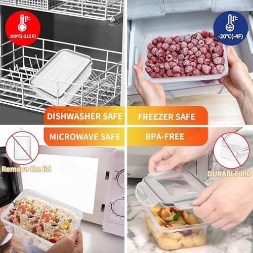 44 PCS Plastic Food Storage Containers with Lids Airtight, BPA-Free Leakproof Meal Prep Containers Reusable,Microwave & Dishwasher & Freezer Safe,Includes Labels & Pen
