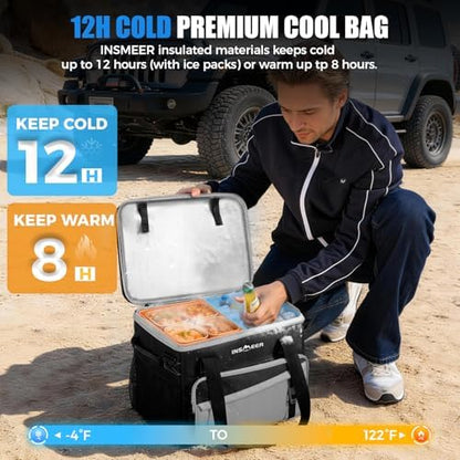 INSMEER Collapsible Cooler with Hard Shell & 4 Cup Holders - 55 Cans