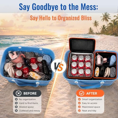 2-in-1 Cooler Mesh Organizer Insert for XL Rubber Beach Totes