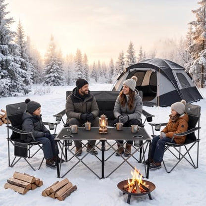 Camping Chair Set of 3, Outdoor Folding Camping Chairs for Heavy People with Cup Holder & Carry Bag,Collapsible Chair Include One Sofa Chair and Two Single Chair,Support up to 500lbs