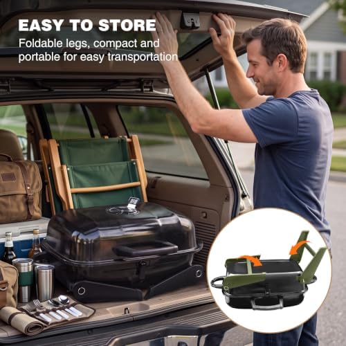 Portable Charcoal Grill, Small Foldable Tabletop BBQ Grill