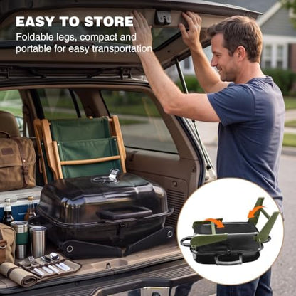 Portable Charcoal Grill, Small Foldable Tabletop BBQ Grill