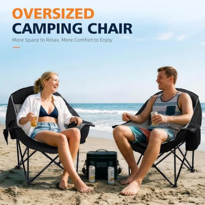 Oversized Camping Chair for Adults - Padded Lawn Camp Chair 2 Pack