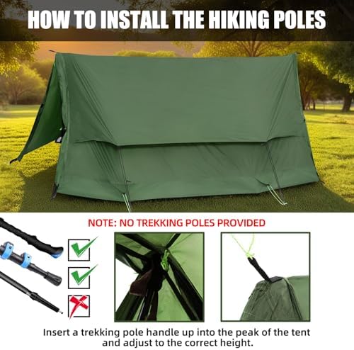 2 Person Trekking Pole Tent for Backpacking, Waterproof A-Frame (NO Poles)