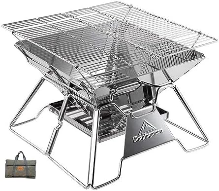 CAMPINGMOON Portable Fire Pit Grill 14 Inch Stainless Steel MT-2