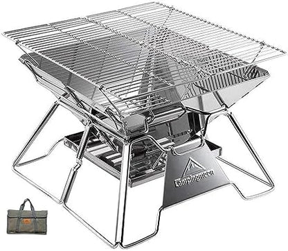 CAMPINGMOON Portable Fire Pit Grill 14 Inch Stainless Steel MT-2