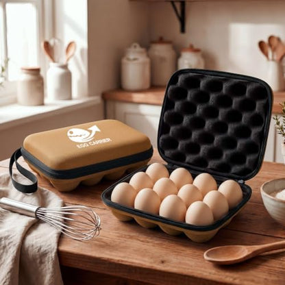 Geelin 2 Set 12 Egg Containers for Camping with Lid, Oxford Cloth, Brown