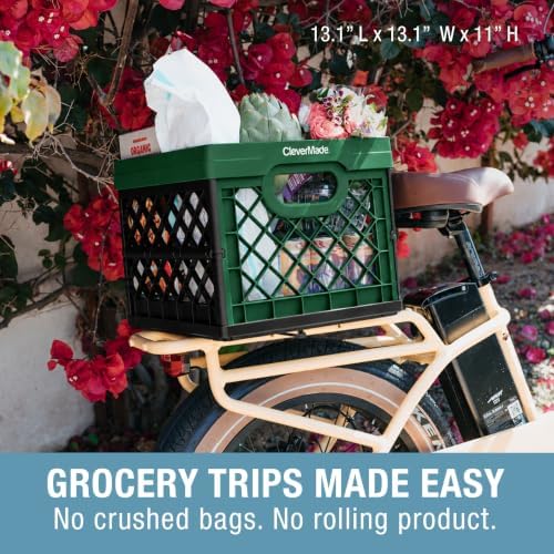 CleverMade Collapsible Milk Crates For Storage, 25L 3 Pack, 50 lb, Forest