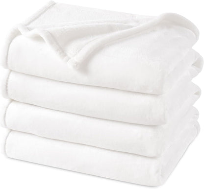 PHF Ultra Soft Fleece Blanket Twin Size, No Shed No Pilling Luxury Plush Cozy 300GSM Lightweight Blanket for Bed, Couch, Chair, Sofa Suitable for All Season, 66" x 90", White