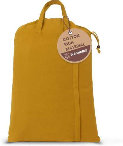 LFH Home Cotton Canvas Large Laundry Bag with Handle, Heavy Duty Drawstring Closure Washable Laundry Bags, School Travel, Home, Hotel, College Dorm, Organizer Sack, Toys Clothes 20x30-Yellow