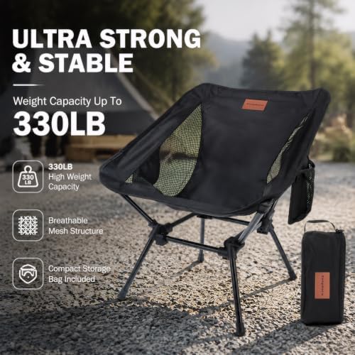 2 Pack Lightweight Camping Chairs for Adults & Teens