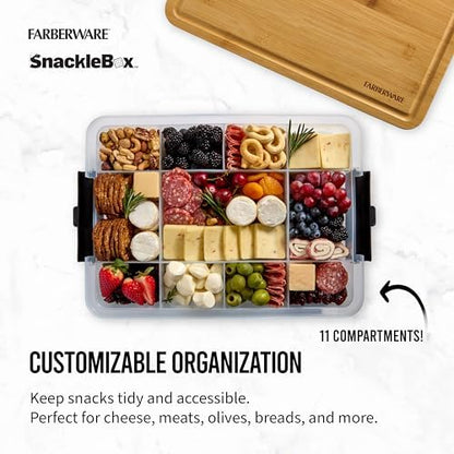 Farberware Snacklebox 11 x 16 Inch Bamboo Cutting Board with Lid