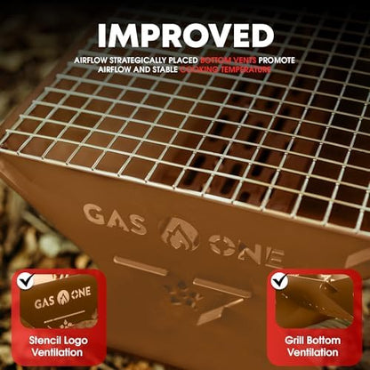 GasOne 15” Portable Charcoal Grill – Foldable BBQ Grill – Camping Grills for Backyard, Bonfire, Patio – Heavy-Duty Portable Fire Pit – Camp Cooking Gear, Brown