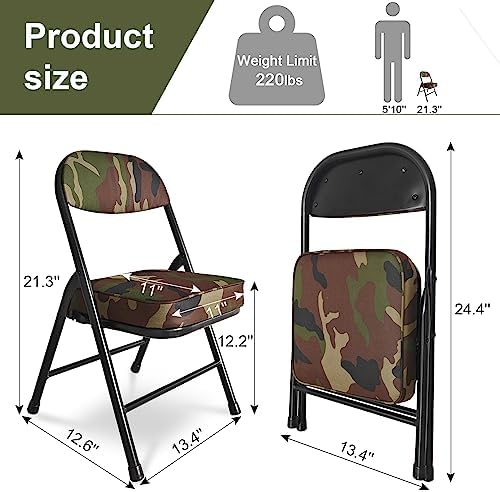 Mini Padded Folding Stool - 12.2 Inch Camping Camo Green 1-Pack