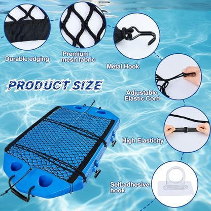 Cargo Net Kit 20.5"X29.1" Attachable Storage Net with 2 Stretchable Straps and 4 Hooks Elastic Black Mesh Net Cargo Netting Multi-Purpose Trunk Net for Cooler Trunk Boat Snowmobile