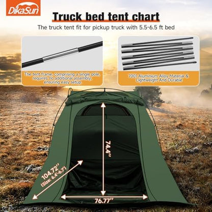 Truck Bed Tent, Double Layer Pickup Tent Bed, Waterproof PU3000mm, Truck Tent for Camping(Orange-Grey)