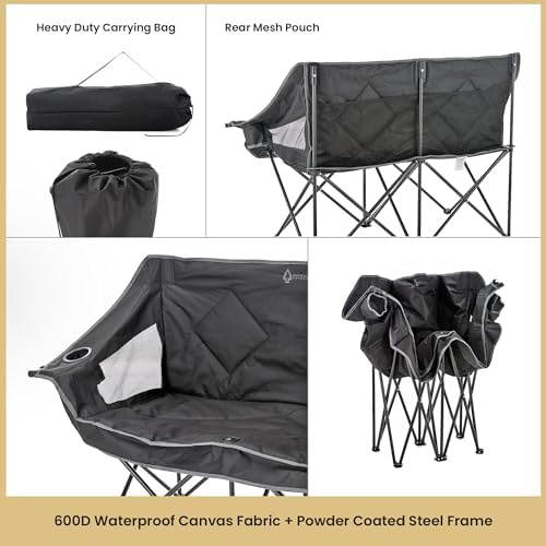 ARROWHEAD OUTDOOR Portable Folding Double Duo Camping Chair Loveseat