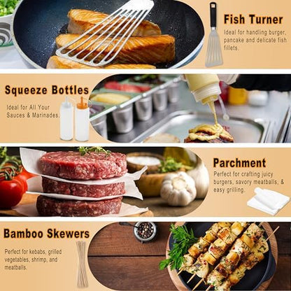238pcs Premium Griddle Accessories Kit, Griddle Tools for Flat Top Grill with Enlarged Spatulas, Burger Press, Basting Cover, Flat Top Grill Accessories for Outdoor BBQ Teppanyaki