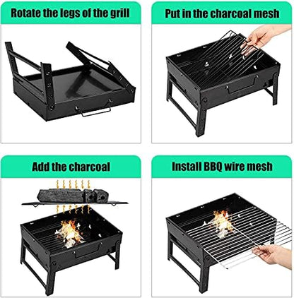 Portable BBQ Charcoal Grill Smoker for Outdoor Camping Picnics