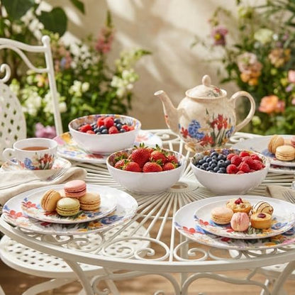 Melamine Dinnerware Set for 4,12 Piece Plates and Bowls,Unbreakable Dishes