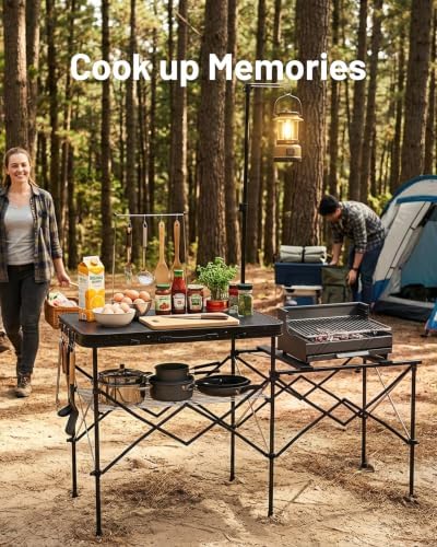 TIMBER RIDGE 56" Portable Camp Kitchen Station Folding Outdoor Grill Table