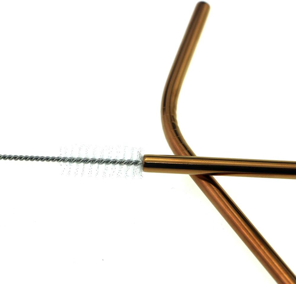 7 Pcs Portable Flatware Set, 304 Stainless Steel Cutlery Set Travel Utensils Set w/Pouch Fork Spoon Chopsticks Straws for Travel Camping Office School, Dishwasher Safe & Eco-Friendly (Rose Gold)