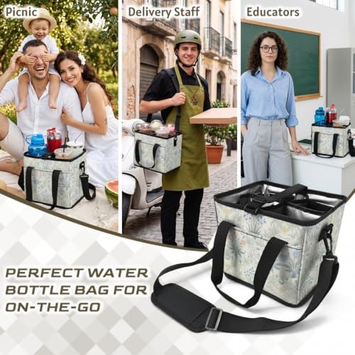 Reusable 4-Cup Drink Carrier-Leakproof Bag with Adjustable Divider