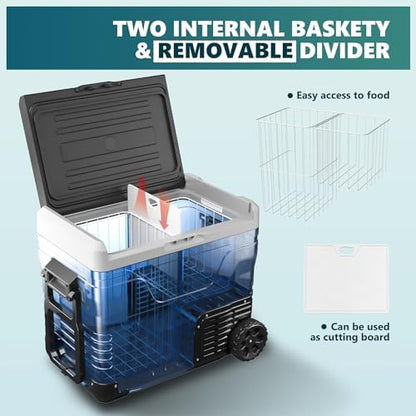 EUHOMY 52QT 12 Volt Refrigerator, -4℉~68℉ Portable Freezer, for Car