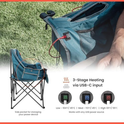 ARROWHEAD OUTDOOR 57 in Wide Duo Foldable Heated Camping Loveseat Chair
