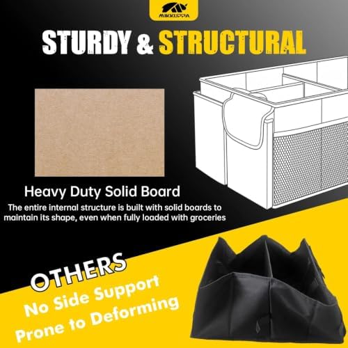 MIKKUPPA Trunk Organizer with Lid - 65L Collapsible Car Organizer, Black