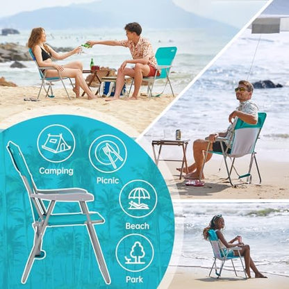 #WEJOY Folding Beach Chairs for Adults, High Back Lightweight for Camp Lawn