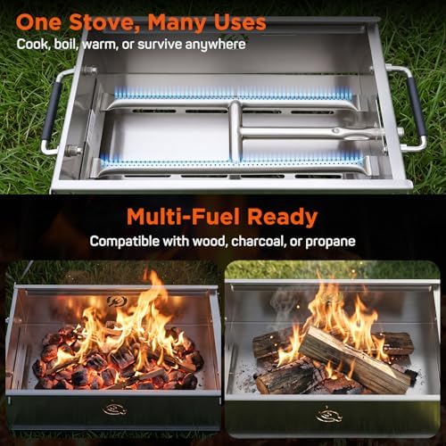 Stainless Steel Portable Tabletop Charcoal Grill, Foldable Camping Grill