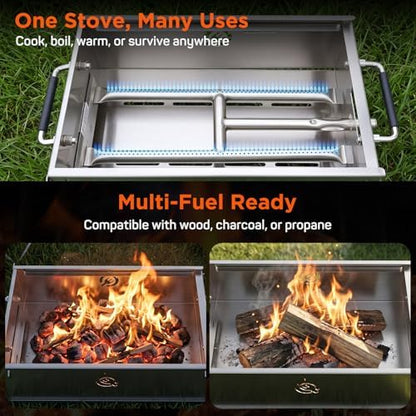 Stainless Steel Portable Tabletop Charcoal Grill, Foldable Camping Grill