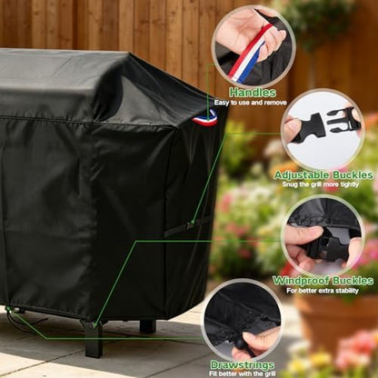 44 Inch Grill Cover for Charcoal Grills with Two Side Tables