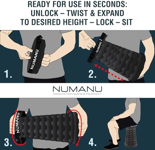 NUMANU Old-Gen Collapsible Stool, Max 400lbs, Adjustable Portable Folding Stool for Adults, Retractable Foldable Telescopic Seat Camping Chair or Footrest