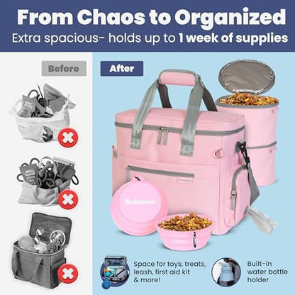 Rubyloo Original Doggy Bag™ Dog Travel Bag for Supplies with Travel Bowls