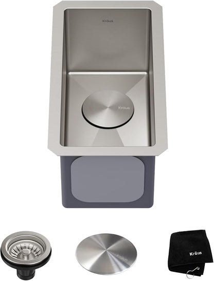 KRAUS Standart Pro 10-inch Undermount Single Bowl 16 Gauge Stainless Steel Bar by KRAUS