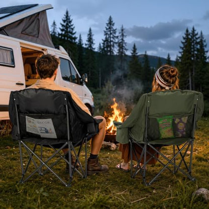 2 Pack Oversized Camping Chairs for Adults, Support 450 lb Each, Green