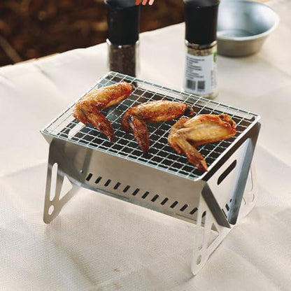 Portable Camping Grill, Mini Charcoal Camp Grill with Bag, 20 Bamboo Sticks