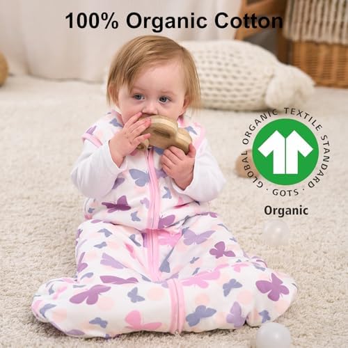 Yoofoss Baby Sleep Sack 0-6 Month 1.5TOG 100% Organic Cotton 2-Way Zipper