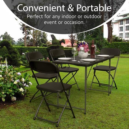 10 PACK of 4 Feet Foldable Table Adjustable Height with Built in Handle, Steel Legs | 4FT Heavy Duty Portable | Perfect for Party Dining Wedding Events Picnic Indoor Outdoor Camping Folding - 4 Foot